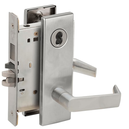 Schlage Storeroom Mortise Lock with Deadbolt, 06N Design, FSIC Prep, Less Core, Satin Stainless Steel L9480J 06N 630